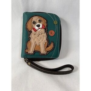 Chala Golden Retriever Dog Zip Around Wallet Wristlet Turquoise Gift Pet Lover
